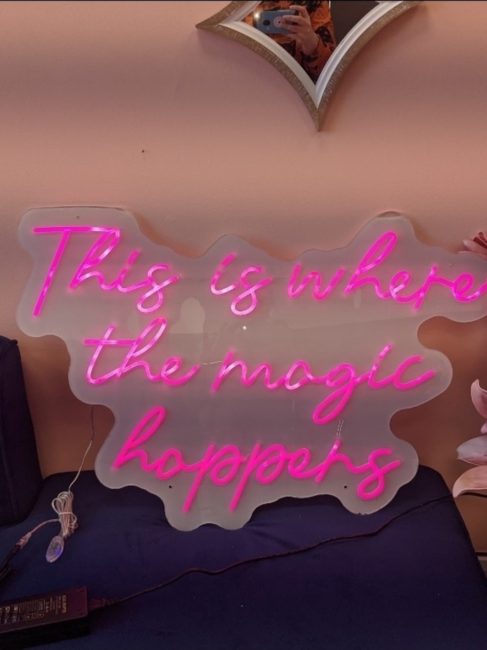 Pink Neon Script Sign - This Is Where The Magic Happens